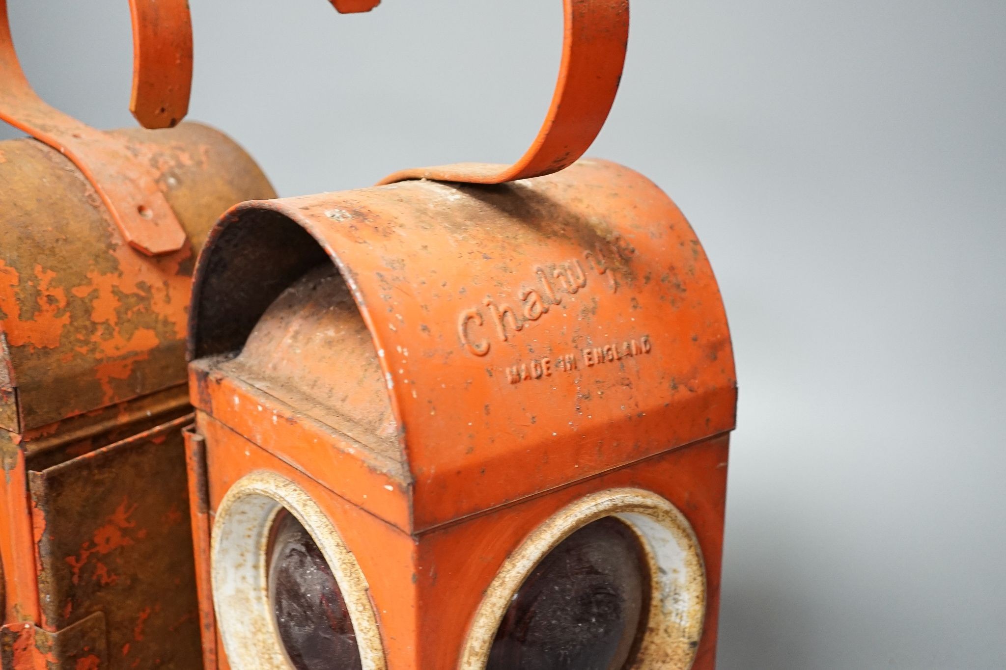 Two railway lanterns, 37cm